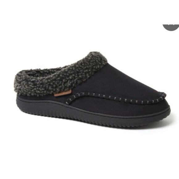Dearfoam Microsuede Mens Slippers Moccasins M 9-10 Black - Picture 1 of 7